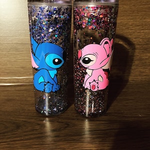 Experiment and Angel SET of 2 Snow Globe Tumblers 16oz Skinny Tumblers