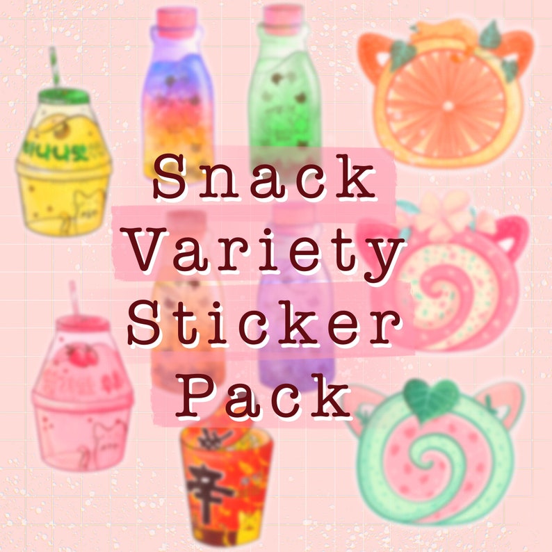 Bullet Journals Snack Variety Vinyl Sticker Pack Glossy Laptop Decal Laminated Water Bottle Decal