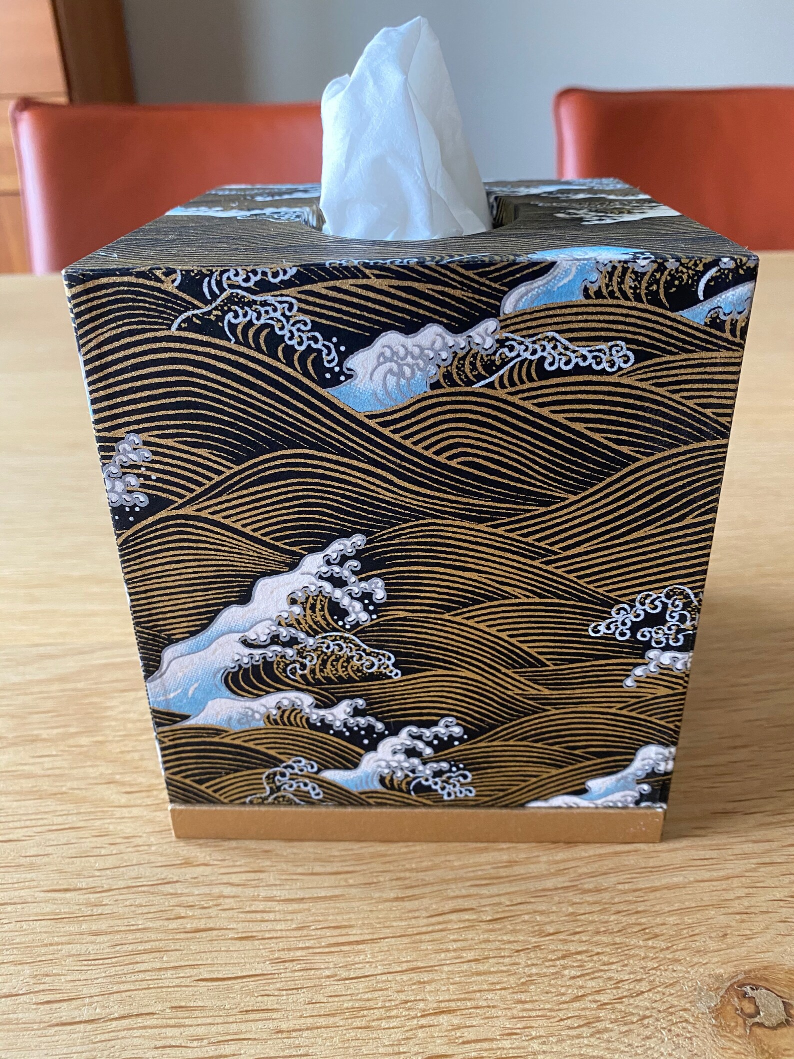Tissue box holder Small wood beautifully covered with Japanese Etsy