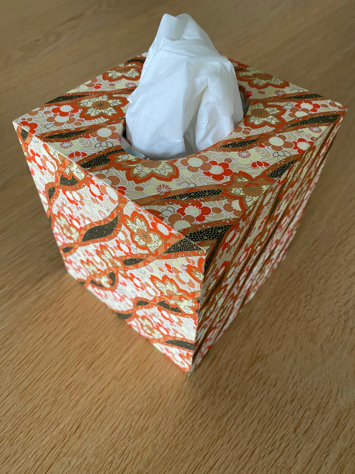 Tissue Box Holder Small Wood Beautifully Covered With Japanese Etsy
