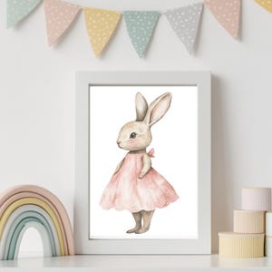 Whimsical Bunny Print: Watercolor Woodland Animal Art (Digital Download)