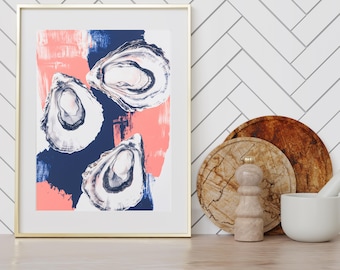 Abstract Oyster Art Print, Coastal Kitchen Decor (Digital Download)