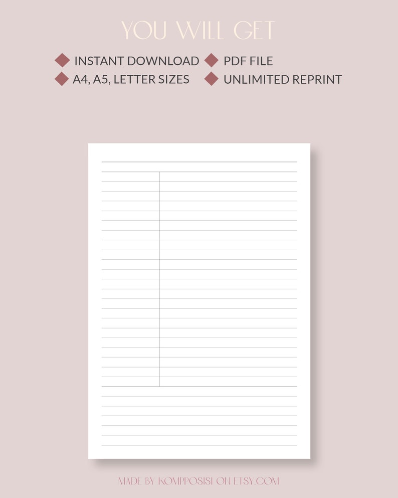 Cornell Method Student Note Taking Paper Printable | School, College ...