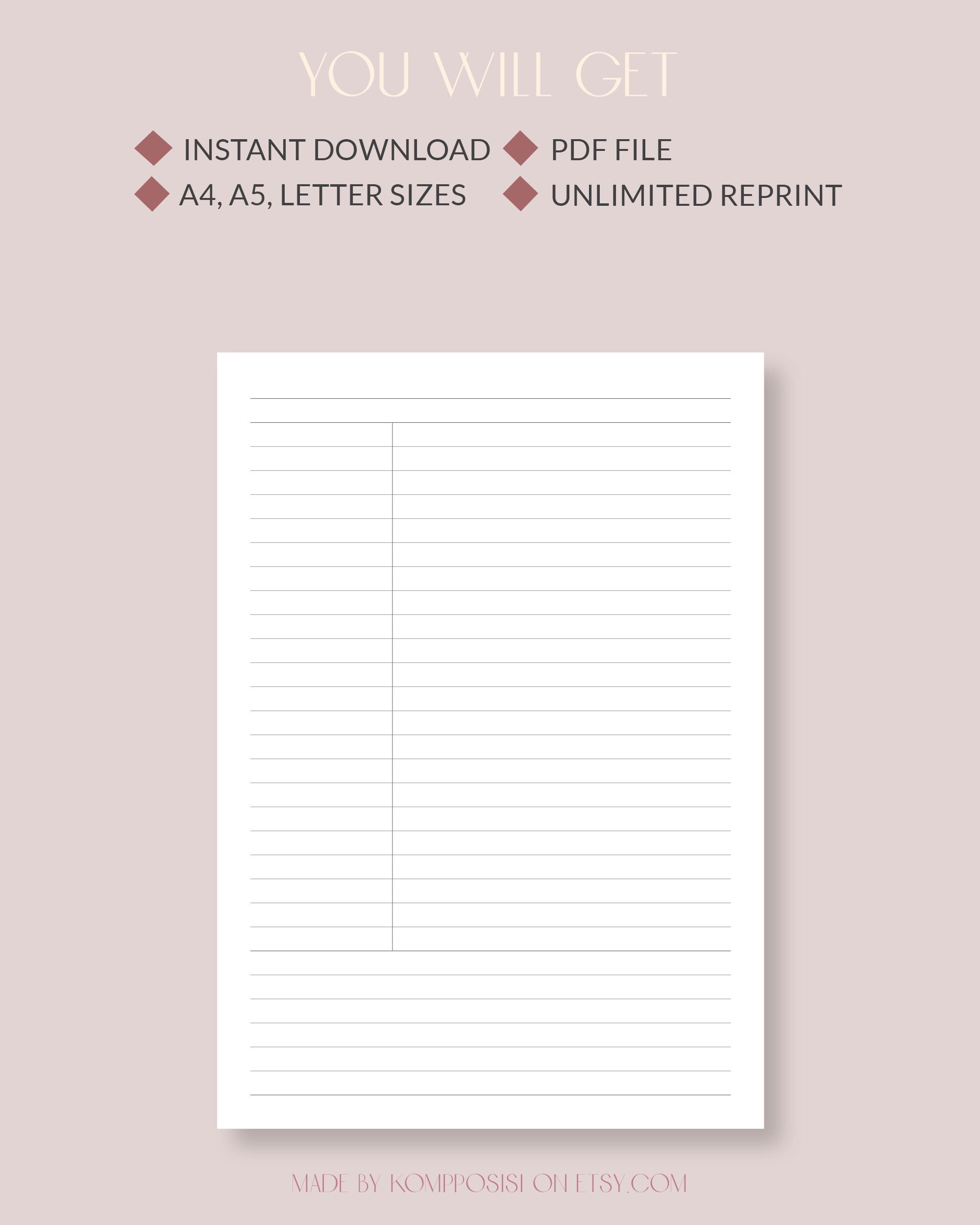 Cornell Method Student Note Taking Paper Printable School - Etsy