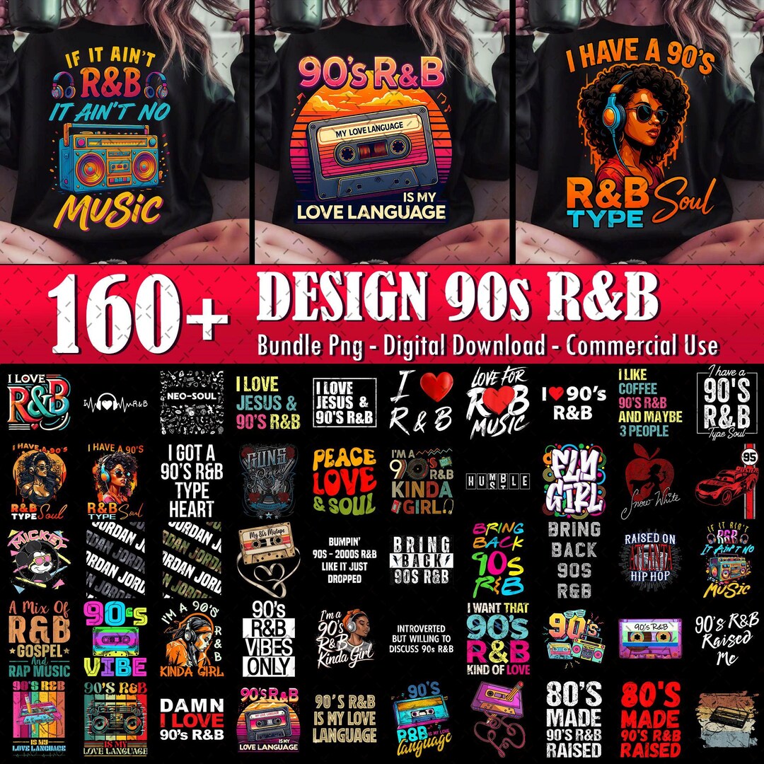 160+ 90s R&B Retro Designs Bundle, Cassette Tape Art, Soul and Hip Hop ...