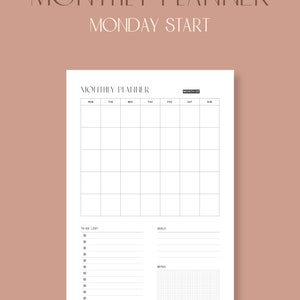 Monthly Planner Printable Page Undated Monthly Planner A5 | Etsy
