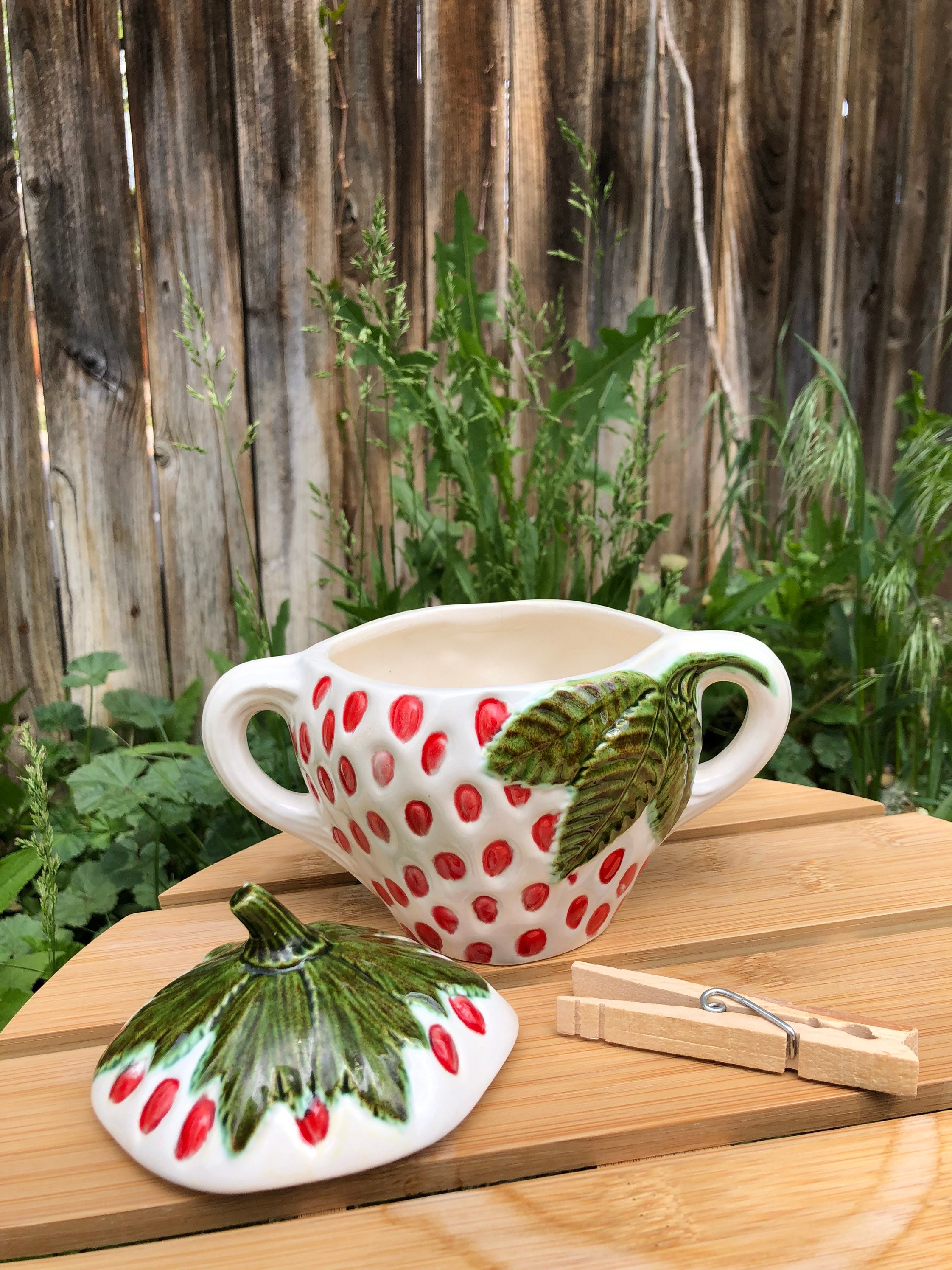White Strawberry Sugar Bowl Pineberry Dish Strawberry Etsy