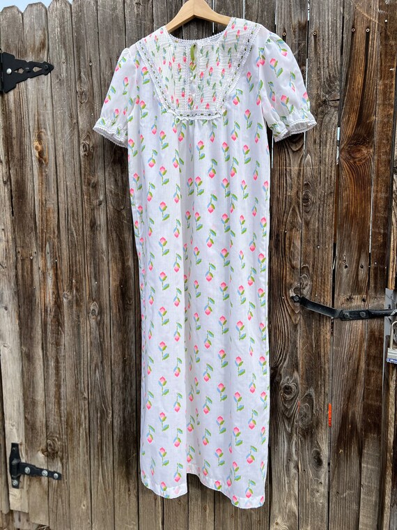 Vintage Floral Nightgown, Pink Floral Nightgown, … - image 2