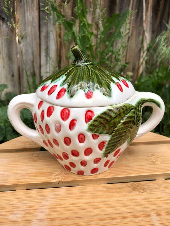 White Strawberry Sugar Bowl Pineberry Dish Strawberry Etsy