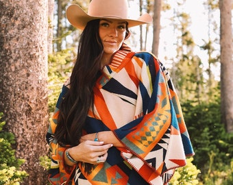 Warm Winter Poncho With Hood/ Handmade/ Cape for Women