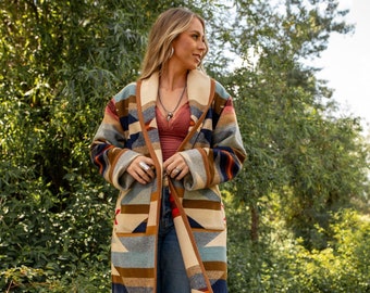 Wyeth Trail Long Coat - made with Wyeth Trails Pendleton® Wool blanket - Blanket Coat - Duster