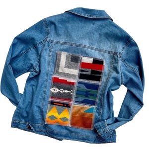Womens M Classic Trucker Denim Jacket with Pendleton® Wool Patchwork