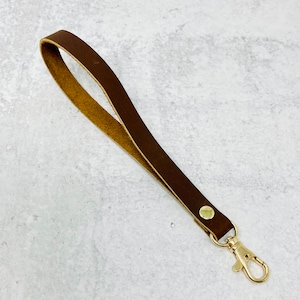 Leather Wristlet Straps - Brown - Gold metal hardware