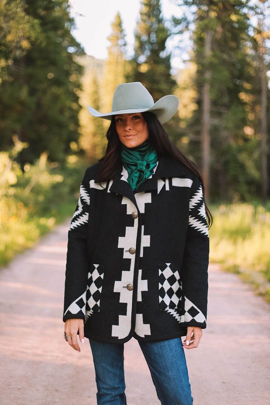Los Ojos Wool Car Coat made with a Pendleton® Wool Los Ojos blanket, Wool blanket coat
