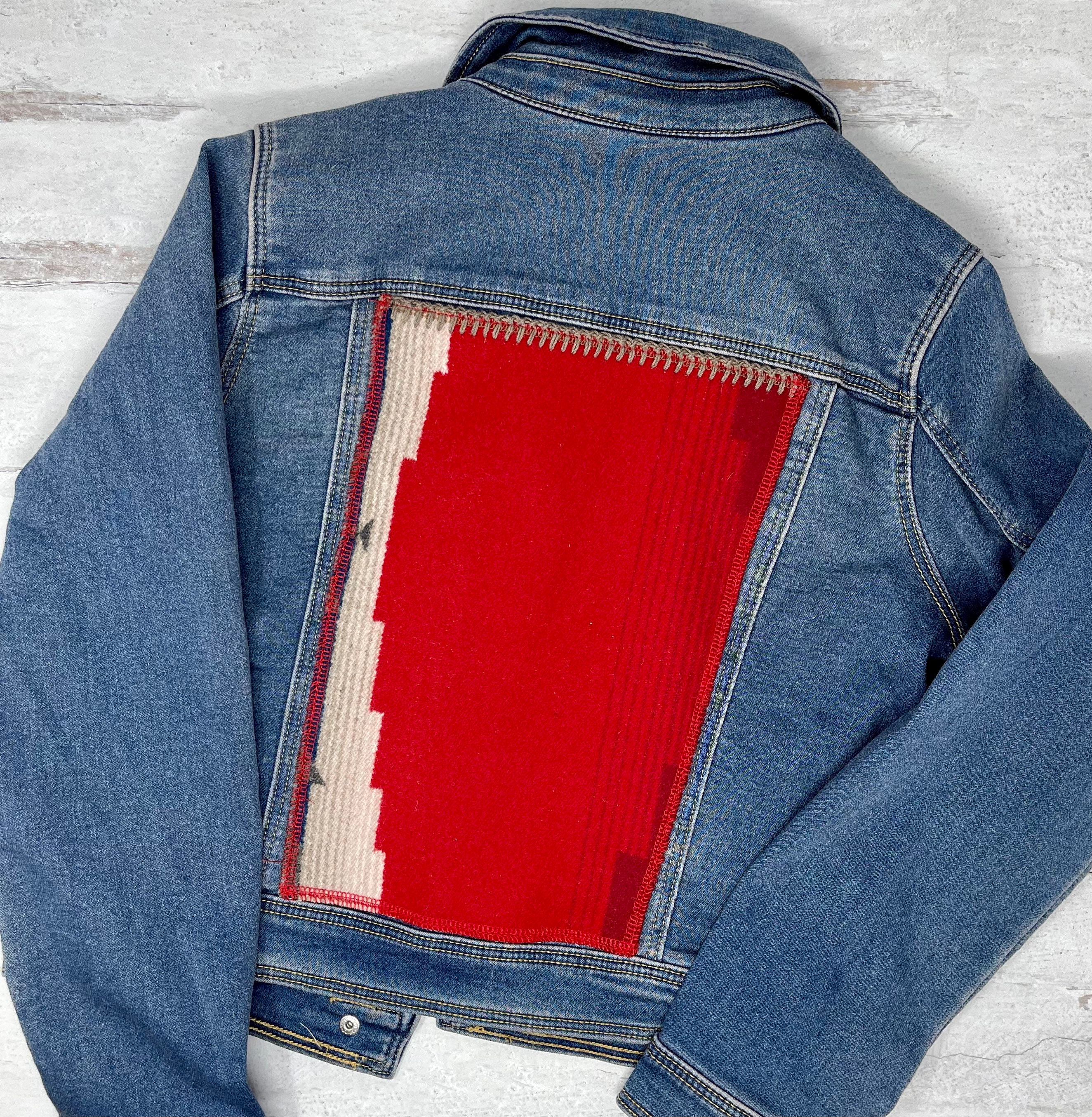 Upcycled Levi's Denim Jacket Girls Jr Medium 50+ Hand Sewn Embroidered  Patches