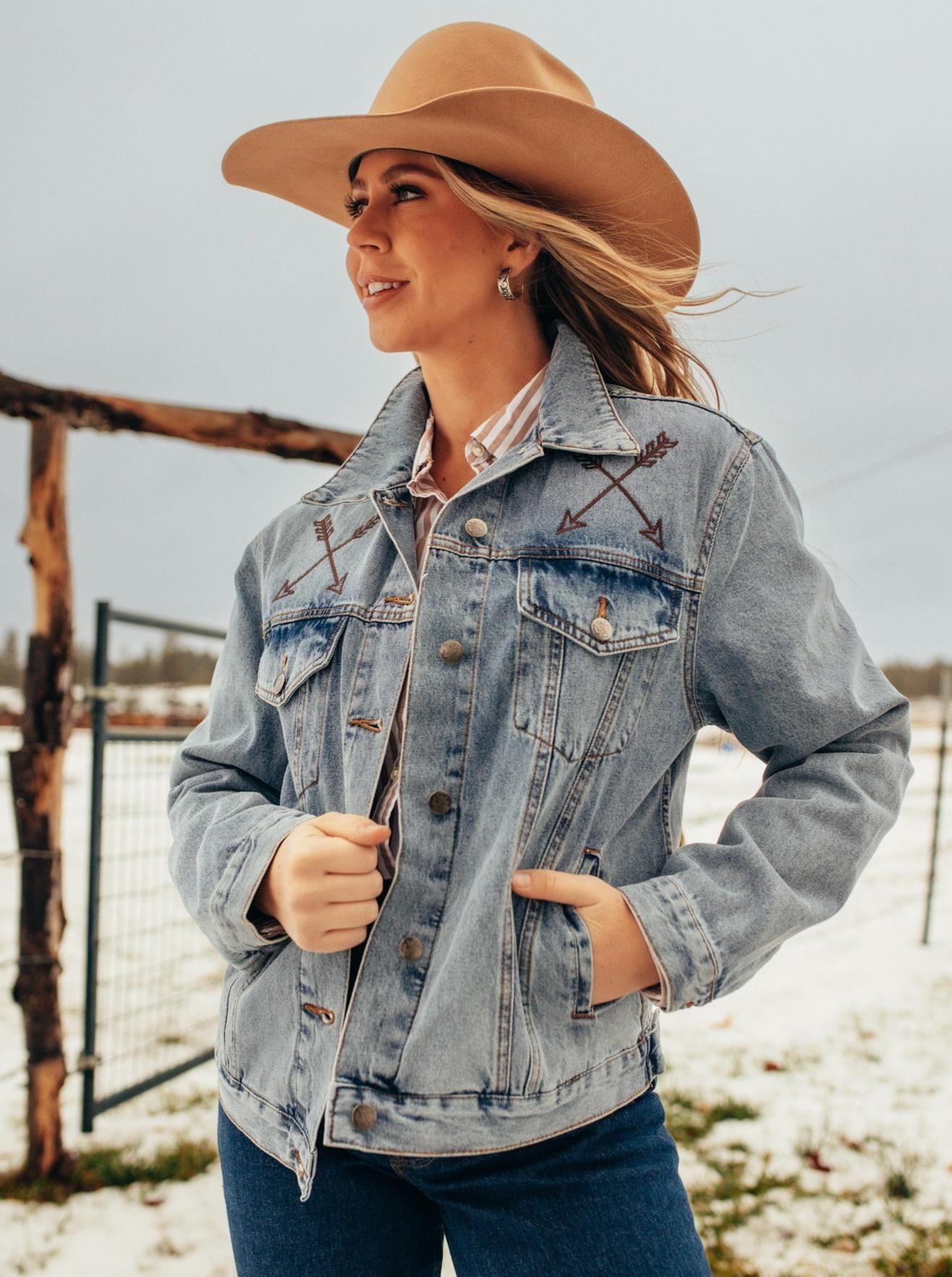 Embroidered Urban Cowgirl Denim Jacket - Western Jean Jacket - Etsy