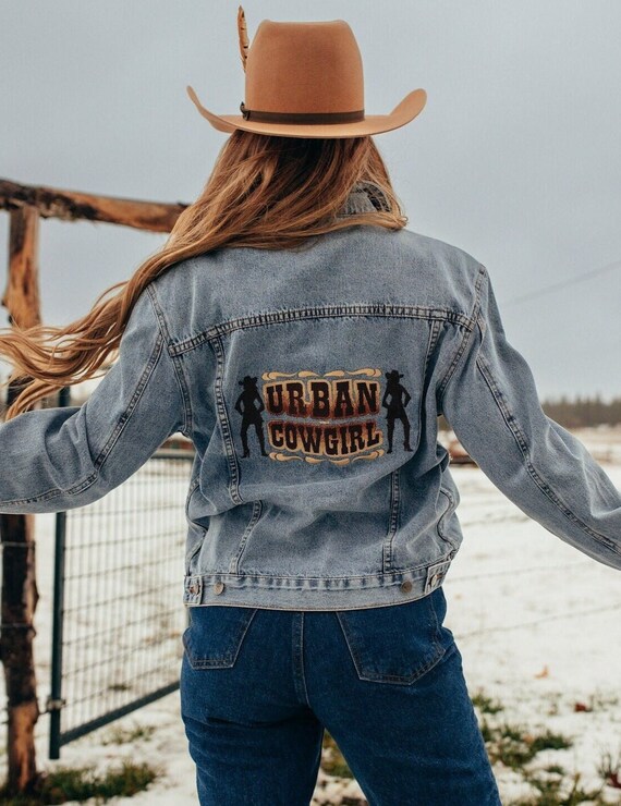 Urban Cowgirl Denim Jacket Embroidery Jean Jacket Womens Denim Jacket Etsy