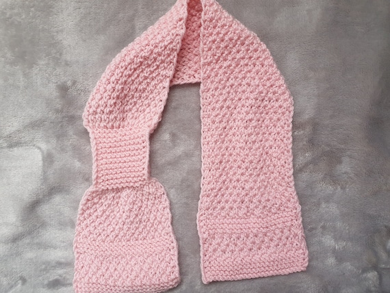 Écharpe Bébé Herlaine Rose – Tricot Motif Ours Et Flocons – Jusqu'à 3 Ans – Neuve