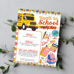 Back To School Drive Flyer Template, Editable Back To School Supply Drive Flyer, Annual School Fundraiser Flyer