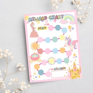 Girls Reward Chart, Princess Reward Chart, Kids Routine Chart, Toddler Reward Chart, Reward Chart Printable, Kids Chore Chart Printable