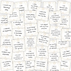 Cartes d'affirmation du jour Cartes d'affirmation imprimables Cartes d'affirmation de soi Cartes d'affirmation de soi Cartes d'affirmation positive Journal de manifestation Vision Board