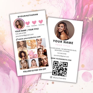 Cartes de visite Instagram, modèle de carte de visite DIY Canva, Cartes IG pour influenceurs, Cartes numériques PME, Cartes de visite préfabriquées
