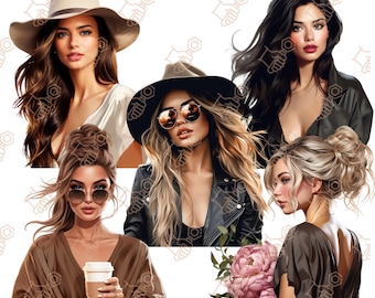 Fashion Girl Clipart: Stylish Women PNG Bundle (Digital Download)