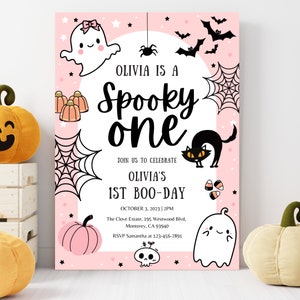 Halloween-Geburtstags-Einladung 1. Geburtstag-Einladungs-Mädchen Halloween-Geburtstags-Einladung 1. Geburtstag-Einladungs-Mädchen Erster Geburtstag-Einladung Mädchen