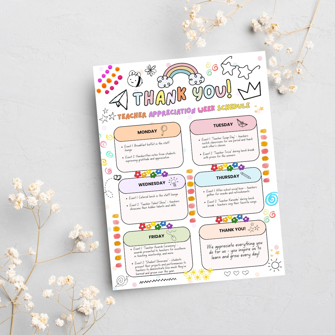 Editable Teacher Appreciation Week Flyer: School Printable, Canva ...
