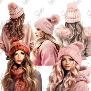 Winter mode meisje clipart PNG, mode clipart, mode illustratie, winter meisje illustraties, planner PNG, planner cover, meisje illustratie