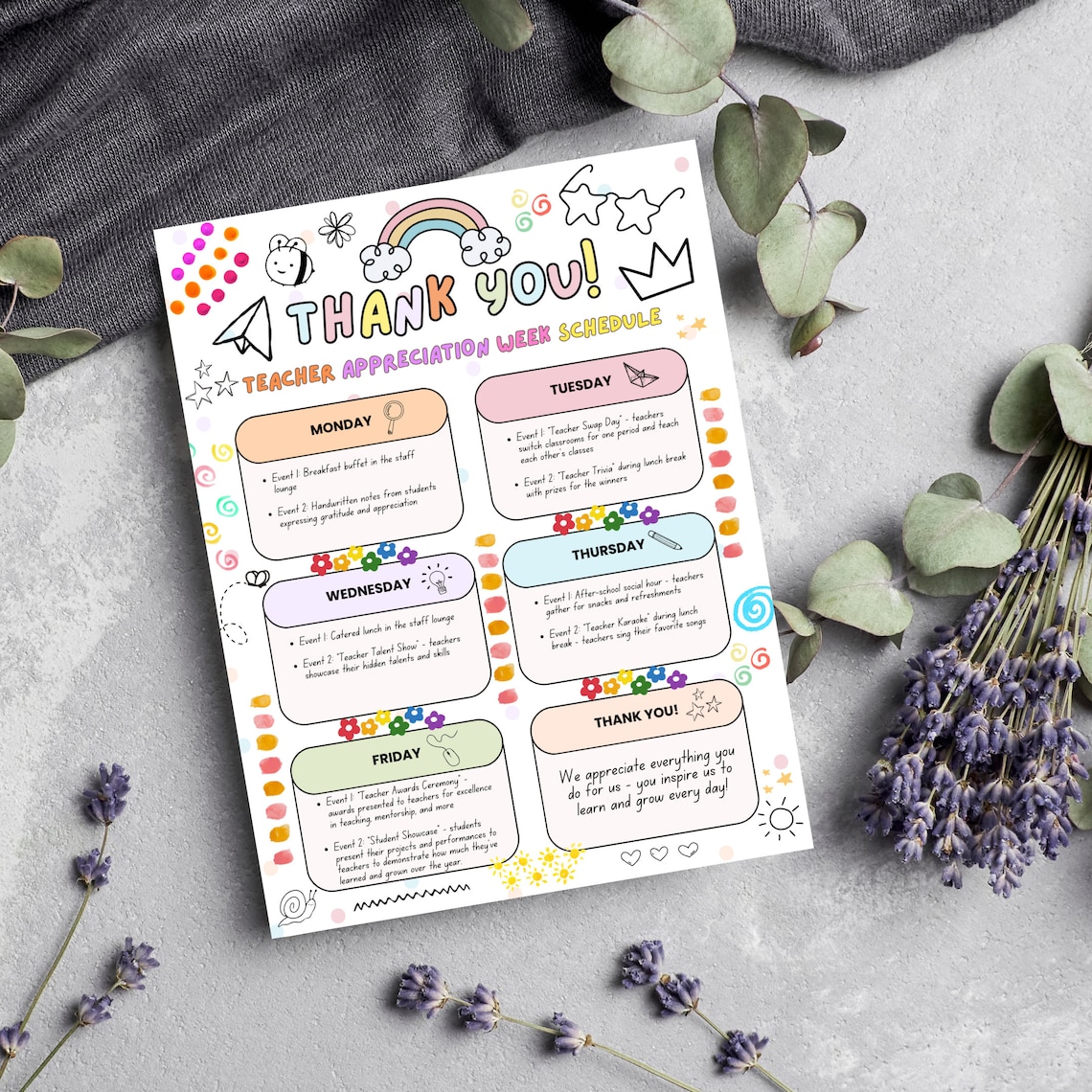 Editable Teacher Appreciation Week Flyer: School Printable, Canva ...