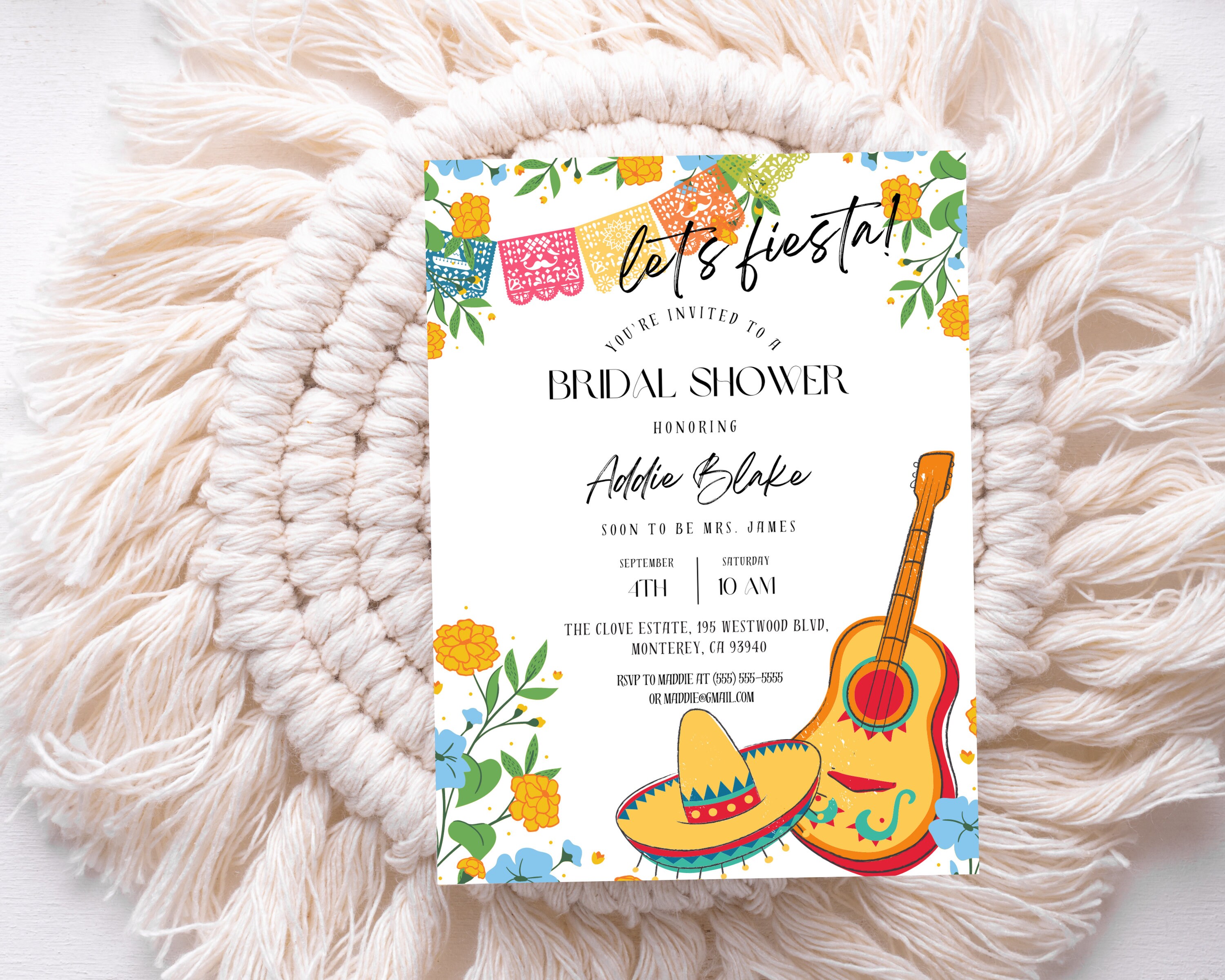 Fiesta Bridal Shower Invitation, Engagement Fiesta Invitation, Mexican ...