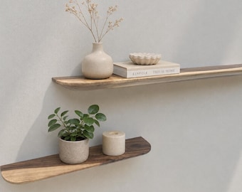 Walnut Shelf Solid Wood Wall Decor Modern Handmade Floating Shelves