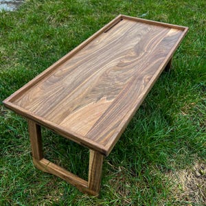 Bed Tray Table Laptop Wood Walnut Bed Tray Decor Furniture Tray for Bed Handmade Gift Walnut Laptop Stand Bedroom Decor Compact Table