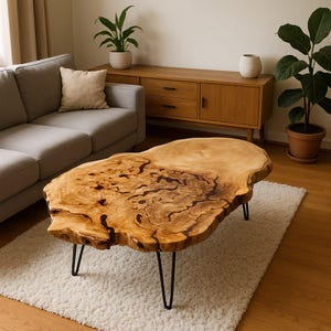 Coffee Table Living Room Furniture Coffee Table With Burl New House Gift Decor Furniture Custom Solid Wood Coffee Table Handmade Furniture