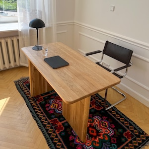 Tavolo da ufficio in legno massello, scrivania minimalista fatta a mano, mobili per ufficio, scrivania scandinava, postazione di lavoro, regalo, tavolo in rovere