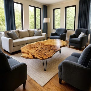 Coffee Table Home Decor Coffee Table with Metal Legs Live Edge Wood Coffee Table With Burl Modern Home Gift Farmhouse Decor Custom Furniture