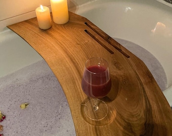 Bath Shelf Self Care Tray Handmade Bathtub Decorative Furniture Relaxation Gift Bath Caddy Walnut Wood Bath Tray Gift Handmade Bathshelf