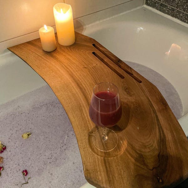 Bath Shelf Self Care Tray Handmade Bathtub Decorative Furniture Relaxation Gift Bath Caddy Walnut Wood Bath Tray Gift Handmade Bathshelf