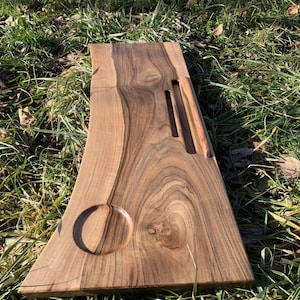Bath Tray Custom Walnut Bath Shelf Cozy Spa Sessions Wooden gift for Her Spa Bathroom Bathtub Accessories Ipad Slot Wooden Life Edge Caddy