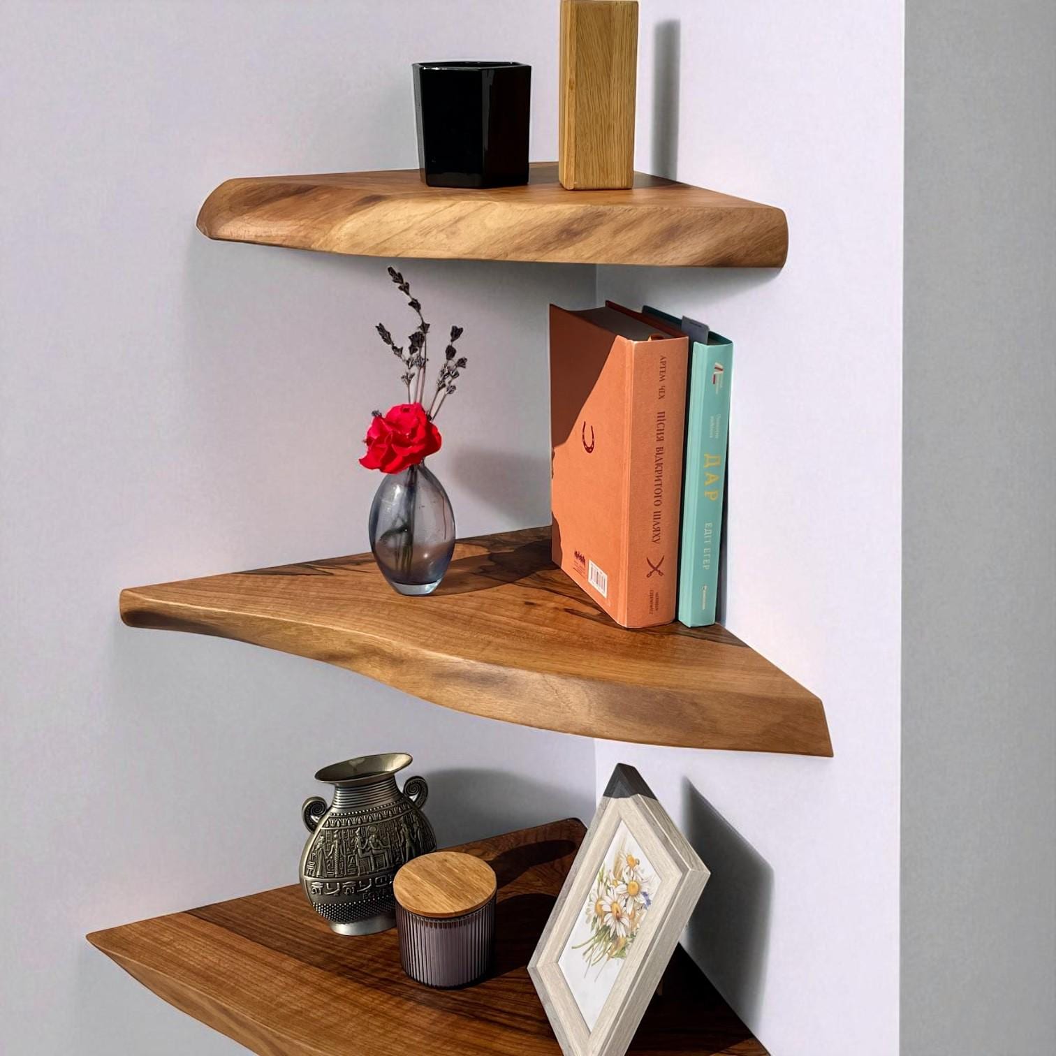 Mensola da parete in legno massiccio, per camera da letto, cucina, soggiorno, soggiorno, decorazione senza punchi, da parete, colore legno, 600 x 100 x 40 mm, 1 pezzo