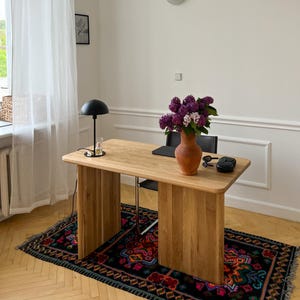 Office Table for Modern Workspace Office Desk Natural Solid Wooden Desk Organic Office Furniture Compact Workspace Desk Gift for Boss