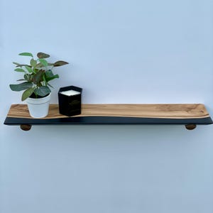 Wooden Wall Shelf Black Epoxy Resin Walnut Wood Wall Shelf Minimalist Home Gift Resin Walnut Wood Wall Shelf Custom Floating Shelves