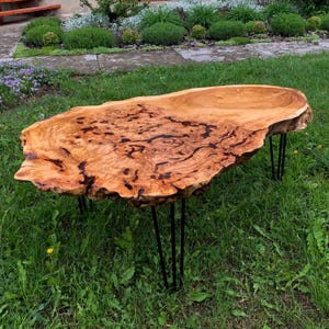 Coffee Table Live Edge Coffee Table Custom Furniture Burl Wood Epoxy Resin Coffee Table Gift for Home Lover Metal Legs Vintage Gift
