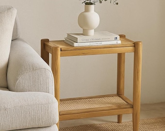 Handmade Small End Table Solid Wood Boho Side Table