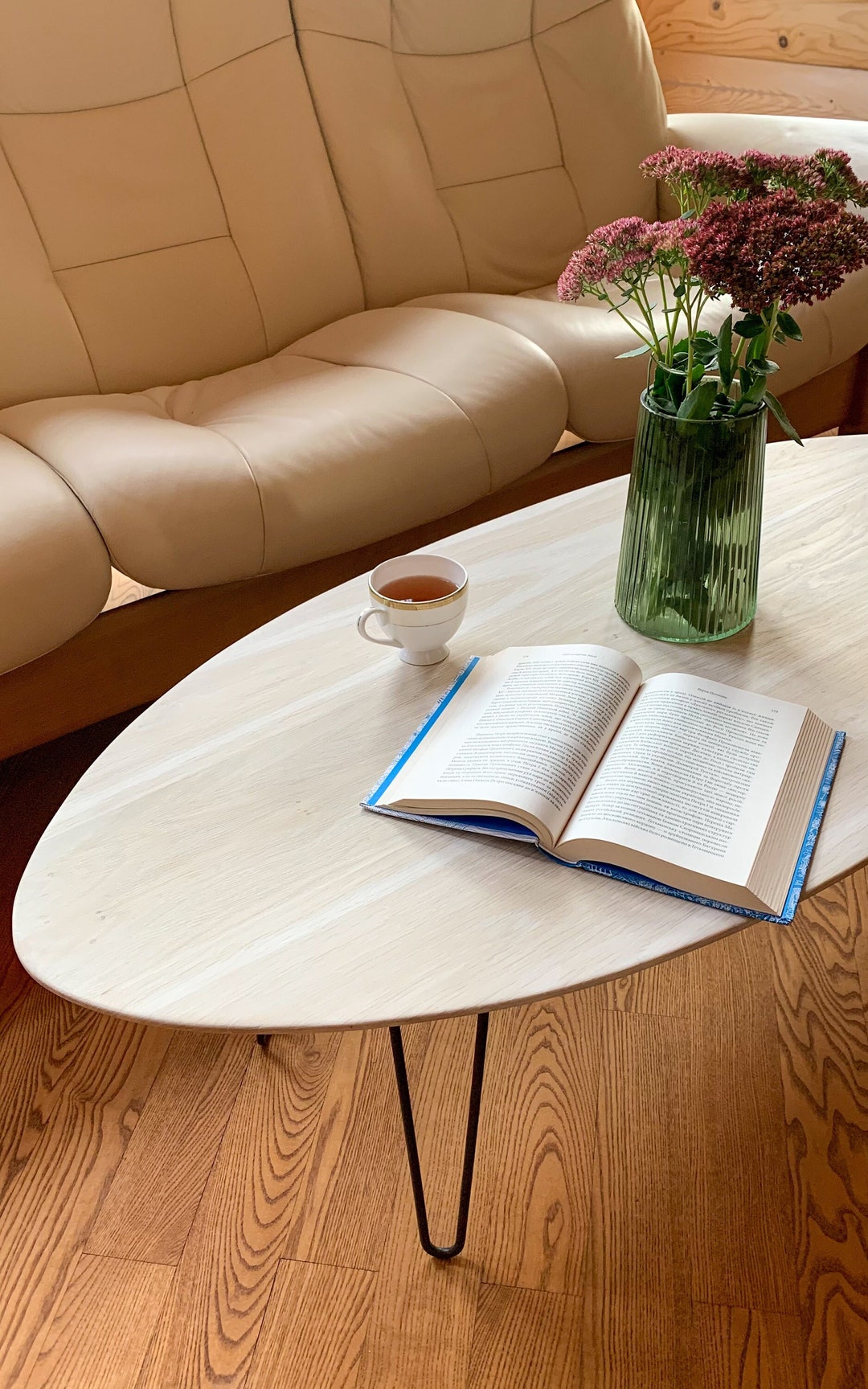 Wooden Oval Coffee Table for the Living Room Etsy