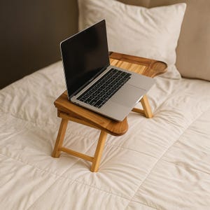 Laptop Desk Laying Down Lap Desk with Vent Foldable Laptop Tray Gift for Programmer Foldable Wooden Laptop Stand Gift for Remote Worker