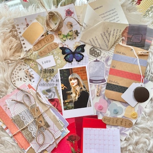 Kit de diario inspirado en Taylor Swift-swiftie-papelería-fearless-speak now-red-1989-reputation-lover-folklore-midnights-evermore-TTPD-scrapbook