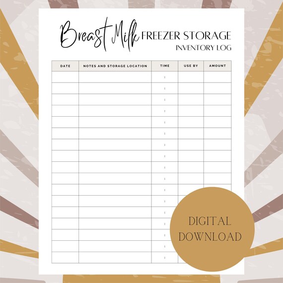 Breast Milk Freezer Storage Log, Breast Milk Log, Breast Feeding