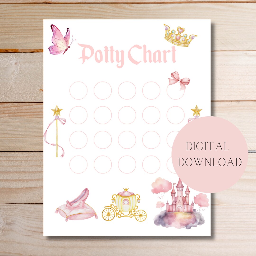 Princess Potty Training Chart, Girl Potty Training, Potty Training